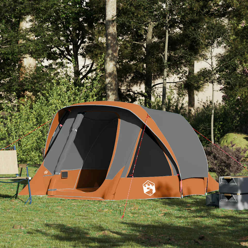 Tenda de campismo cabana p/ 4 pessoas impermeável cinza/laranja