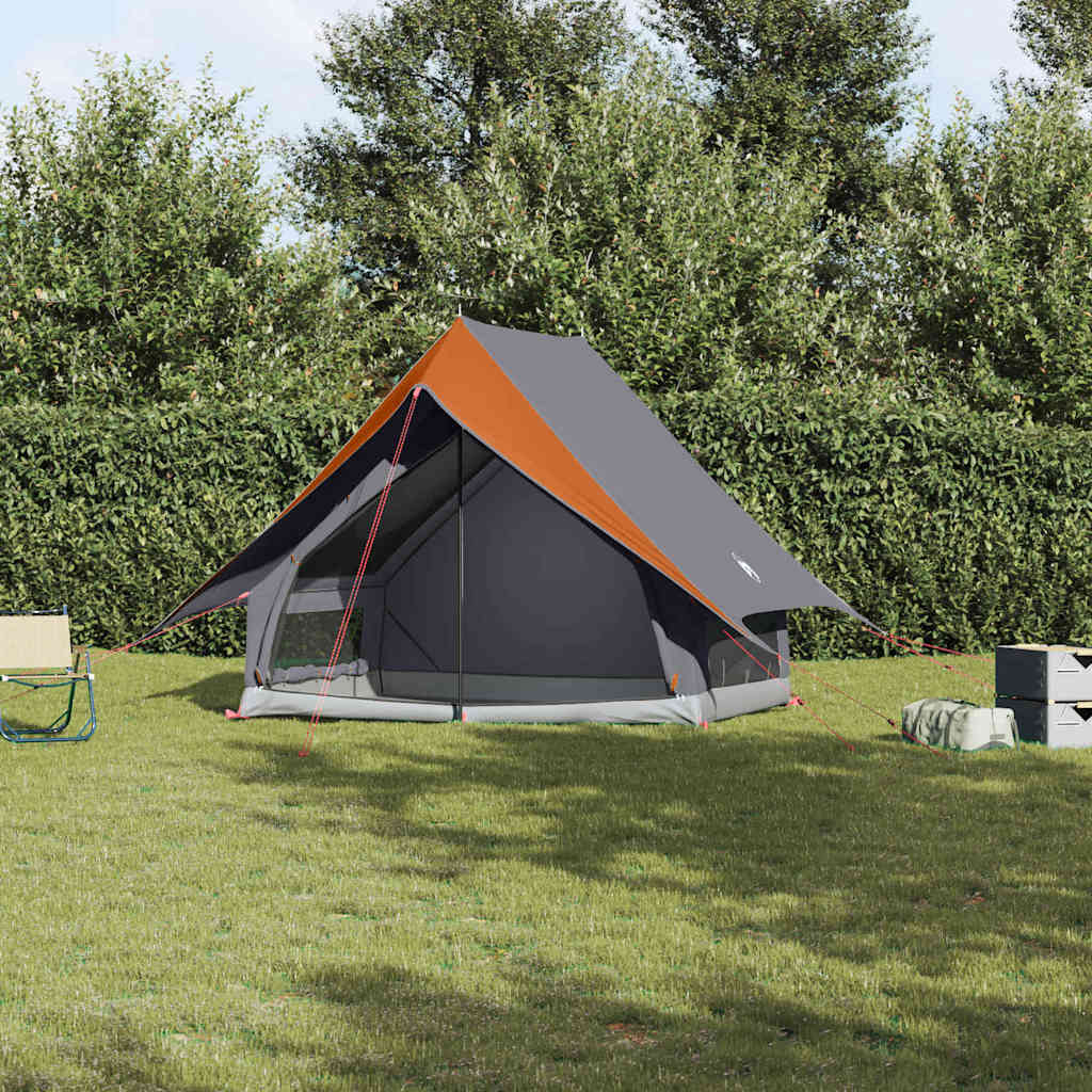 Camping Telt A-Frame 3-Personers Grå og Orange Vandtæt