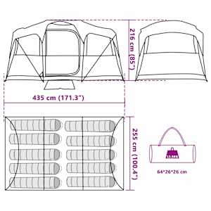 Rodinný stan Bílá a zelená 435 x 255 x 216 cm Polyester a ocel - obrázek 16