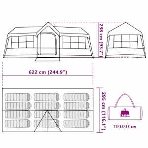 Rodinný stan Modrý a šedý 622 x 295 x 238 cm Polyester a ocel - obrázek 16