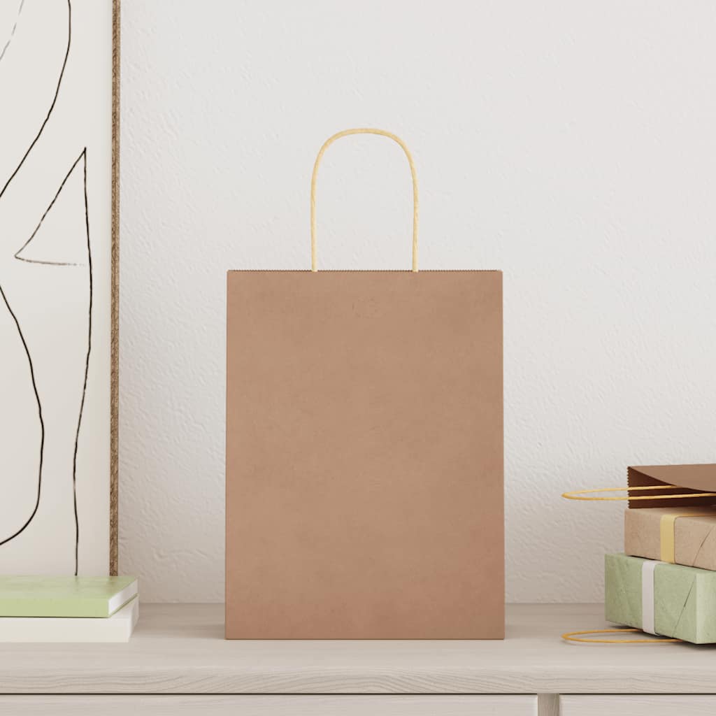 vidaXL Papieren zakjes 50 st met hengsels 21x11x28 cm bruin afbeelding