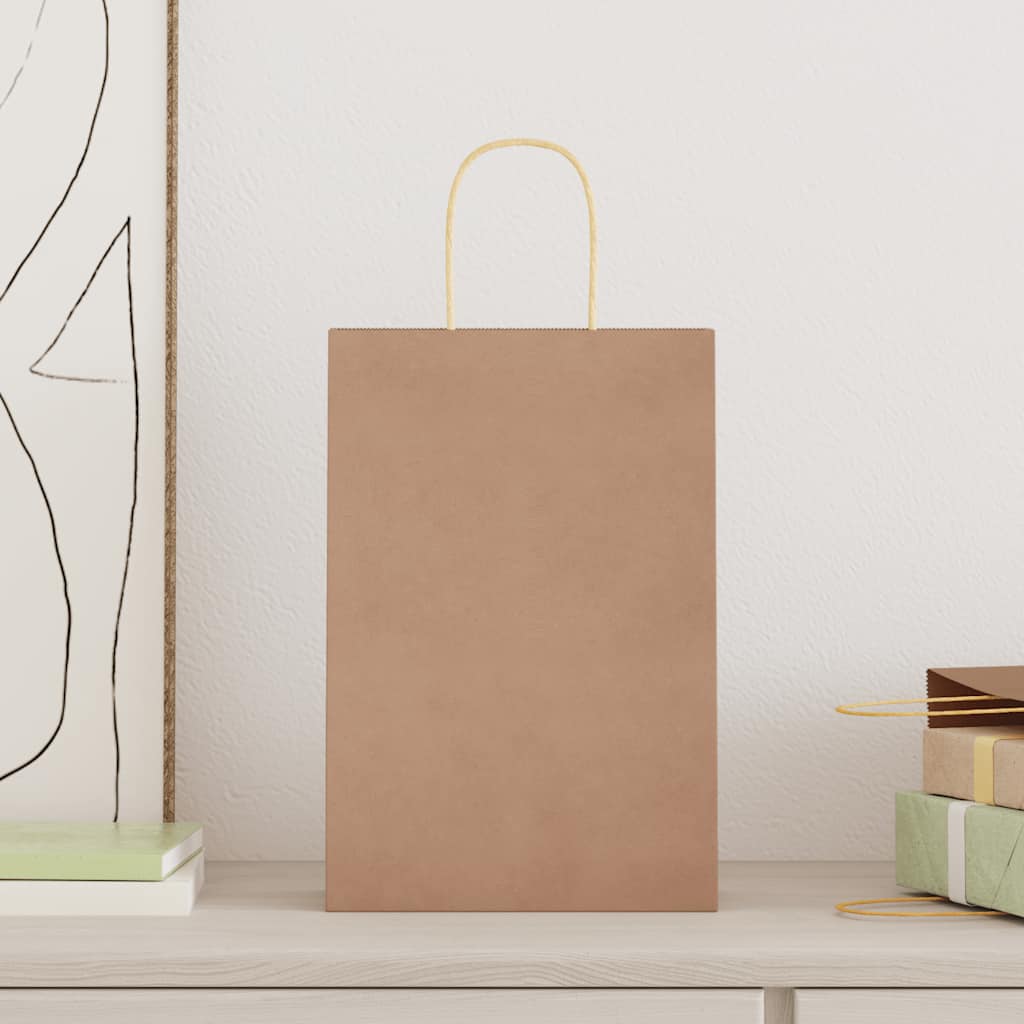 vidaXL Papieren zakjes 50 st met hengsels 21x11x31 cm bruin afbeelding
