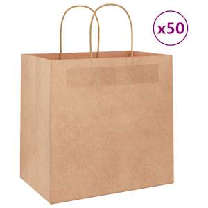 Papírové tašky 50 ks s uchy hnědé 26x17x25 cm - obrázek 1