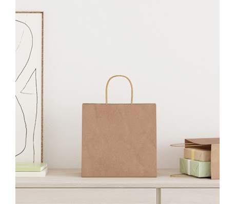 vidaXL Sacs en papier 50 pcs avec poign&eacute;es marron 26x17x25 cm