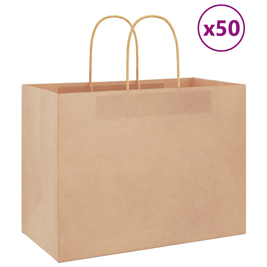 vidaXL Saci de hârtie kraft 50 buc cu mânere maro 32x17x25 cm