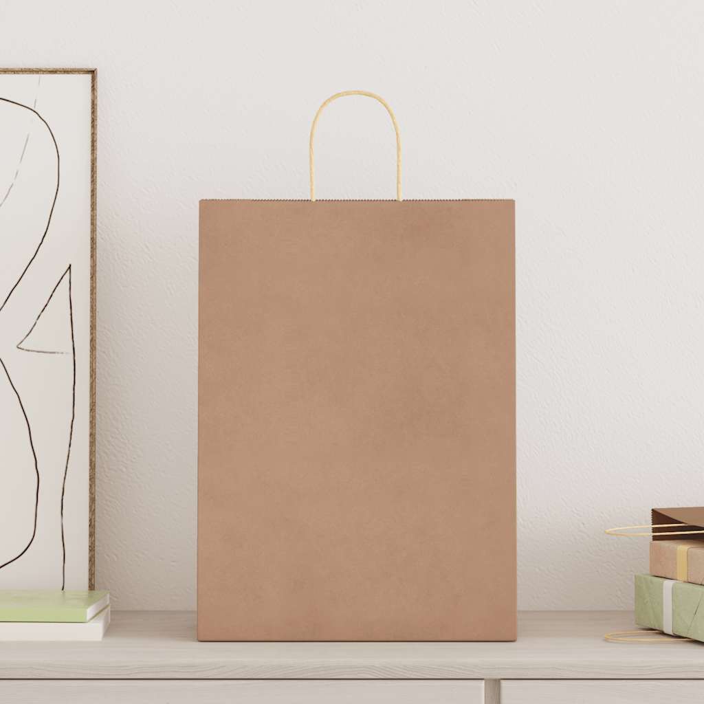 vidaXL Papieren zakken 50 st met hengsels 32x17x44 cm bruin afbeelding