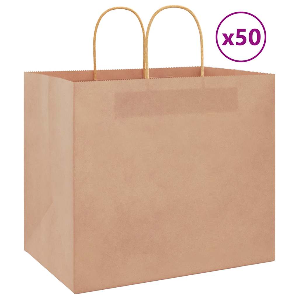 vidaXL Saci de hârtie kraft 50 buc cu mânere maro 32x22x28 cm