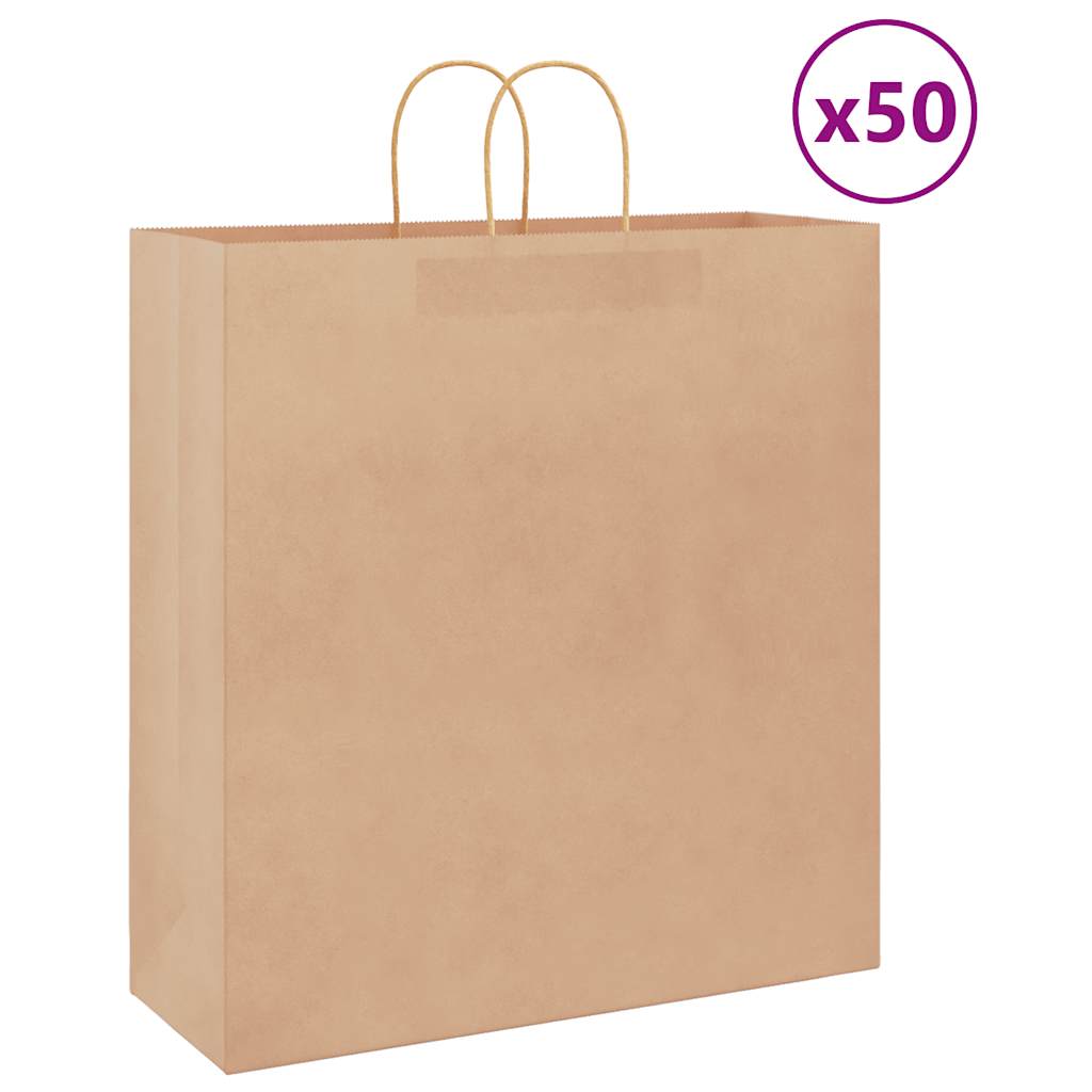 vidaXL Saci de hârtie kraft 50 buc cu mânere maro 45x17x48 cm