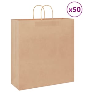 Papírové tašky 50 ks s uchy hnědé 45x17x48 cm - obrázek 1
