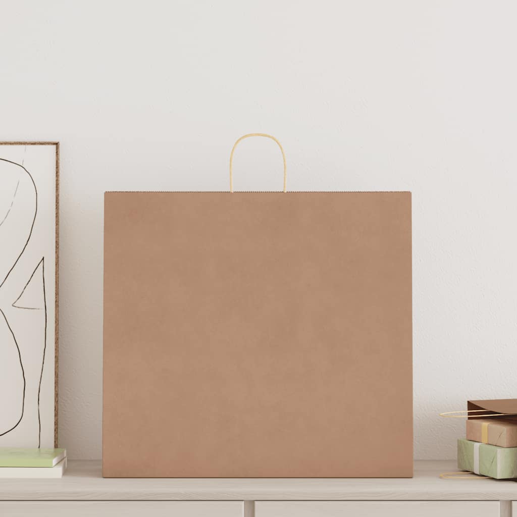 vidaXL Papieren zakken 50 st met hengsels 54x15x49 cm bruin afbeelding