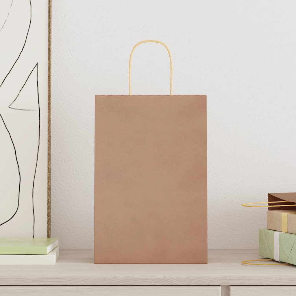 vidaXL Papieren zakjes 250 st met hengsels 21x11x31 cm bruin afbeelding