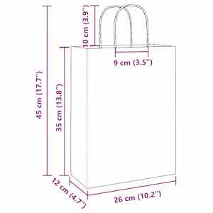 Papírové tašky 250 ks s uchy hnědé 26x12x35 cm - obrázek 11
