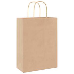 Papírové tašky 250 ks s uchy hnědé 26x12x35 cm - obrázek 7
