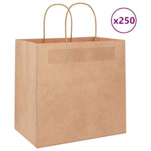 Papírové tašky 250 ks s uchy hnědé 26x17x25 cm - obrázek 1