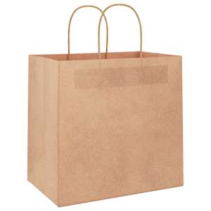 Papírové tašky 250 ks s uchy hnědé 26x17x25 cm - obrázek 3