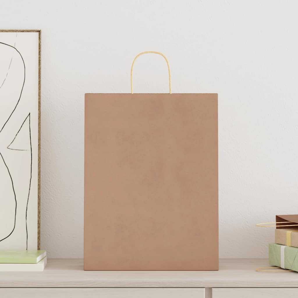 vidaXL Papieren zakken 250 st met hengsels 32x12x42 cm bruin afbeelding