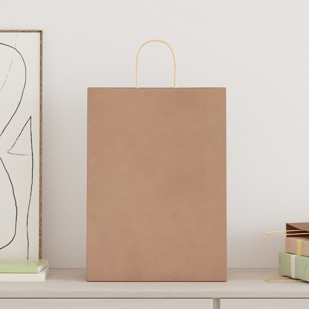 vidaXL Papieren zakken 250 st met hengsels 32x17x44 cm bruin afbeelding