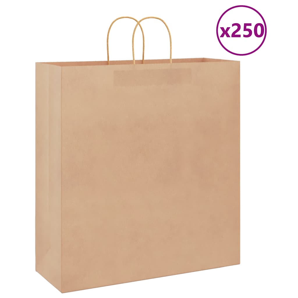 vidaXL Saci de hârtie kraft 250 buc cu mânere maro 45x17x48 cm