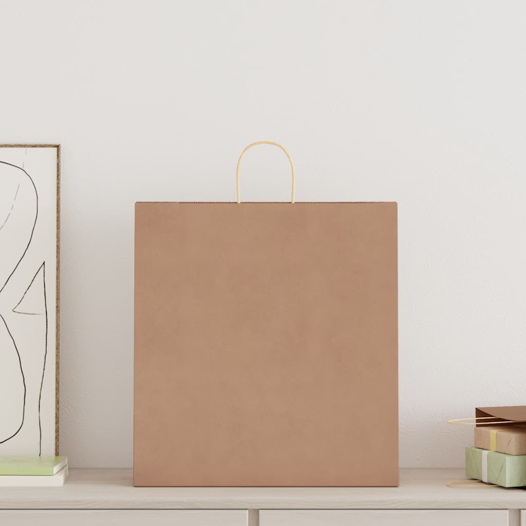 vidaXL Papieren zakken 250 st met hengsels 45x17x48 cm bruin afbeelding