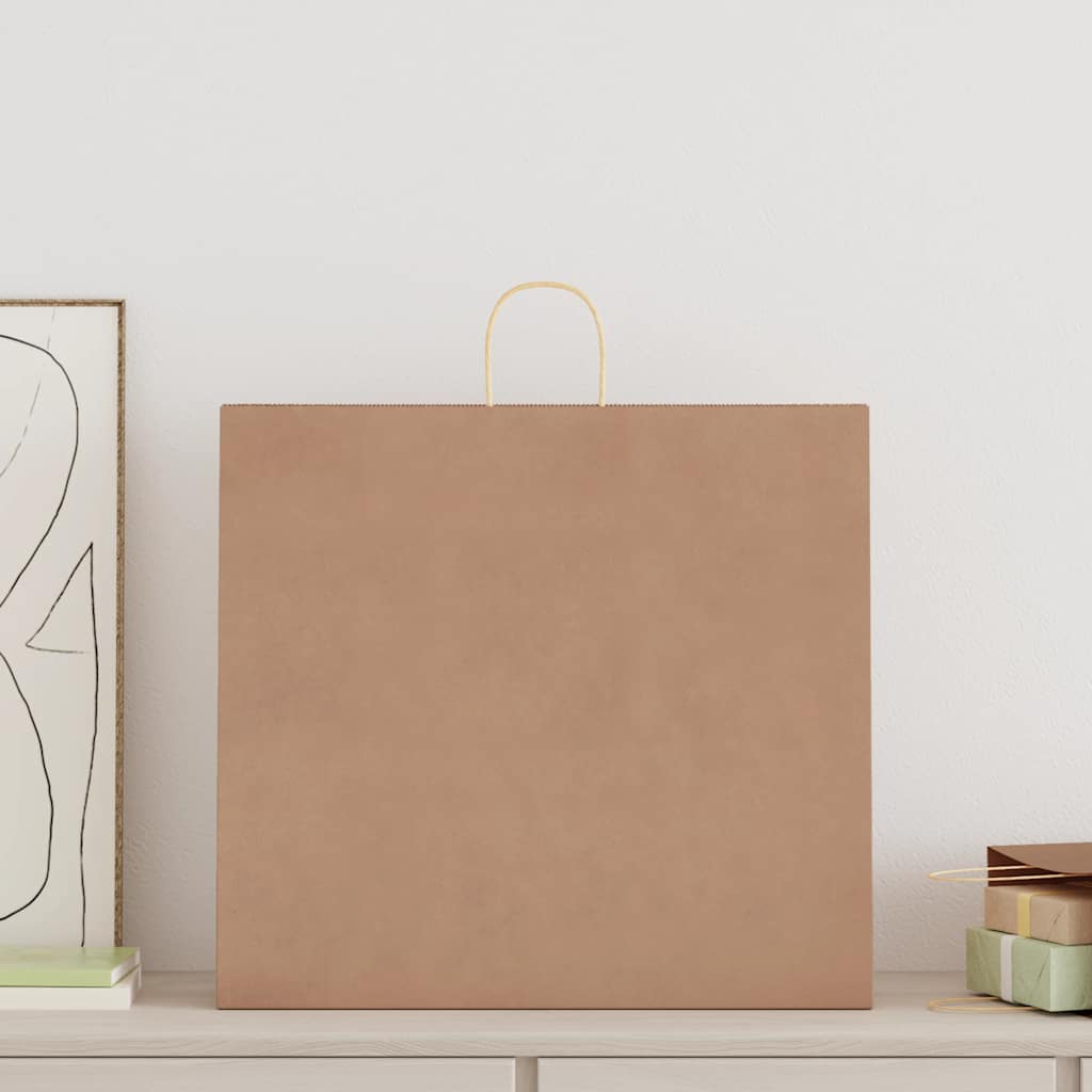 vidaXL Papieren zakken 250 st met hengsels 54x15x49 cm bruin afbeelding