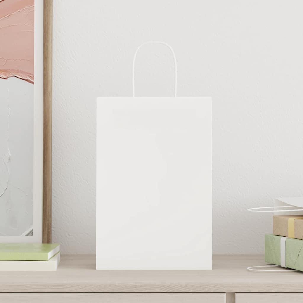 vidaXL Papieren zakjes 50 st met hengsels 21x11x31 cm wit afbeelding