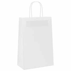 Papírové tašky 50 ks s uchy bílé 21x11x31 cm - obrázek 4