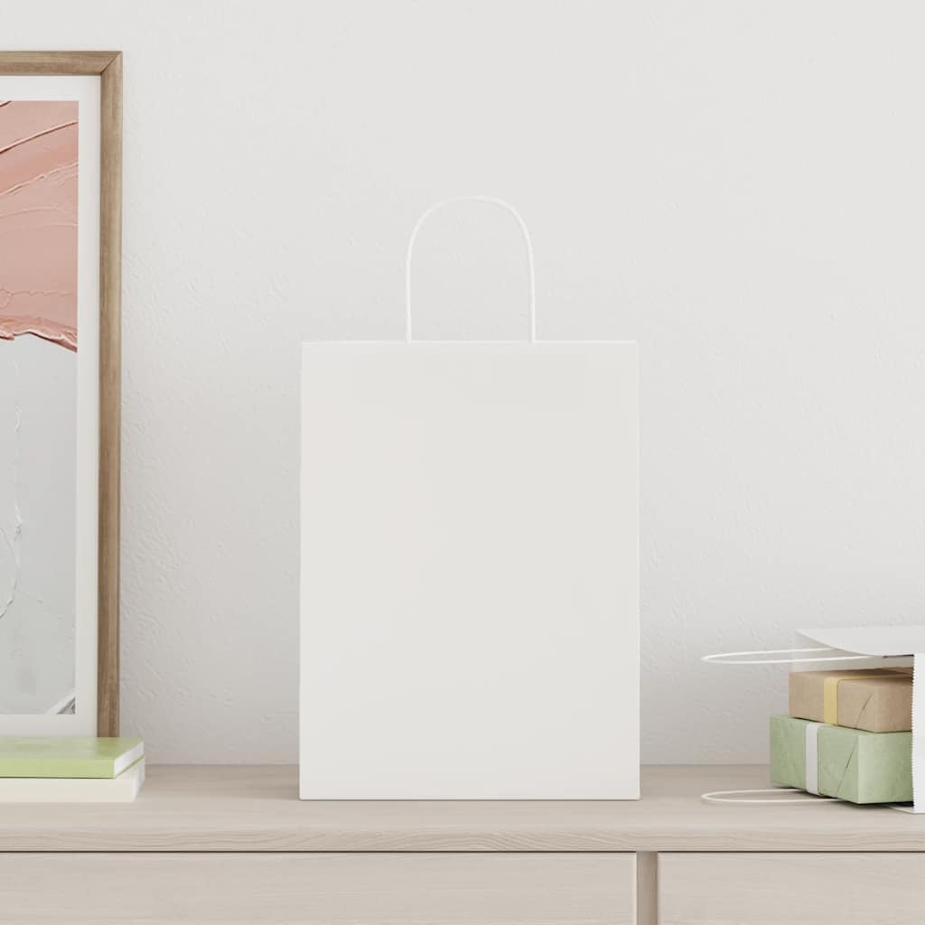 vidaXL Papieren zakken 50 st met hengsels 26x12x35 cm wit afbeelding