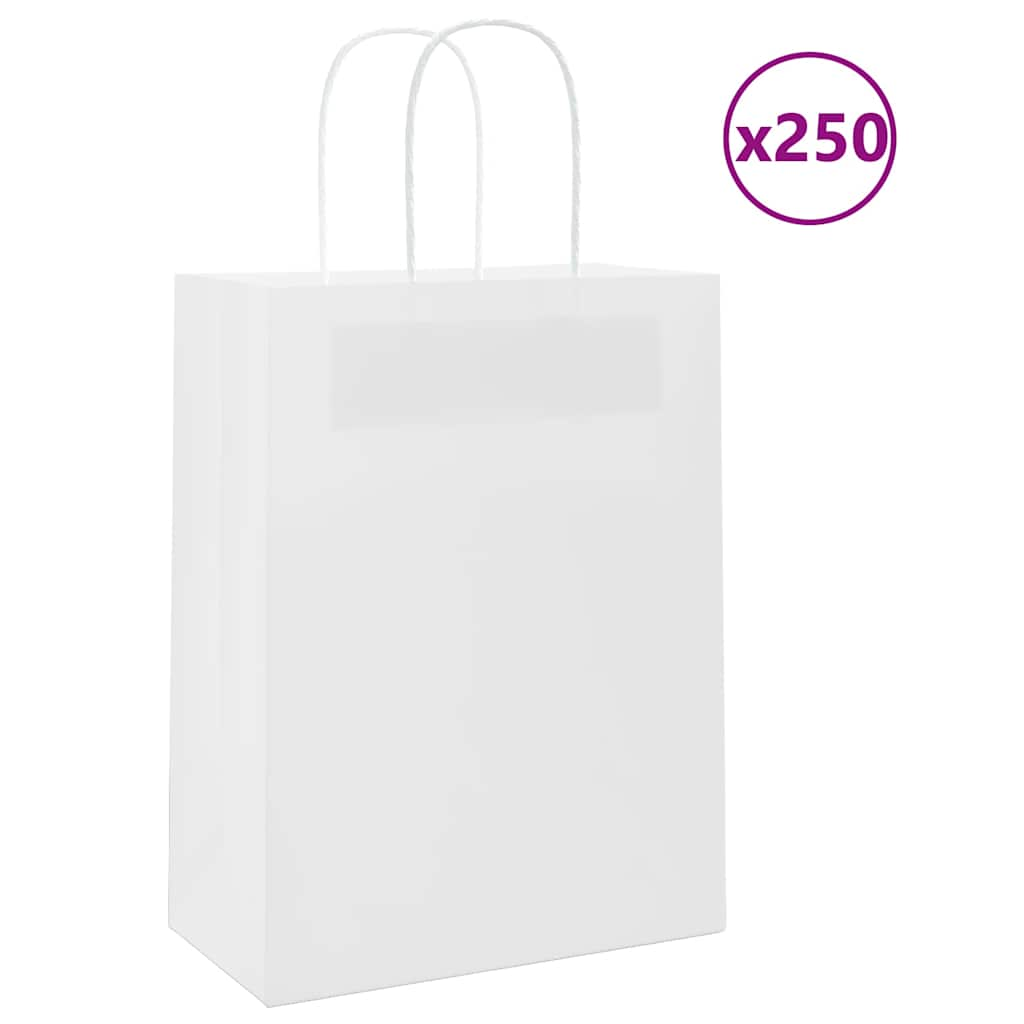 vidaXL Kraftové papírové sáčky s uchy 250 ks bílé 22x11x28 cm