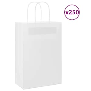 Papírové tašky 250 ks s uchy Bílá 21x11x31 cm - obrázek 1