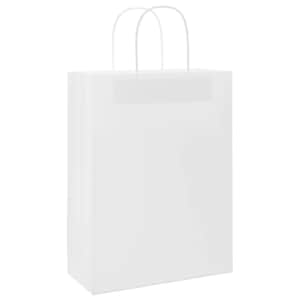 Papírové tašky 250 ks s uchy Bílá 26x12x35 cm - obrázek 3