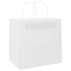 Papírové tašky 250 ks s uchy Bílá 26x17x25 cm - obrázek 3