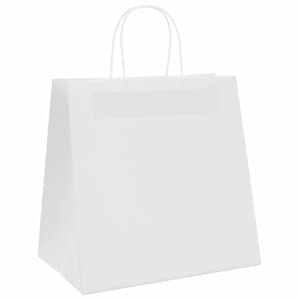 Papírové tašky 250 ks s uchy Bílá 26x17x25 cm - obrázek 4