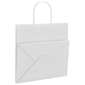 Papírové tašky 250 ks s uchy Bílá 26x17x25 cm - obrázek 9