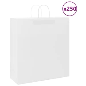 Papirnate vrečke 250 kosov z ročaji bela 45x17x48 cm
