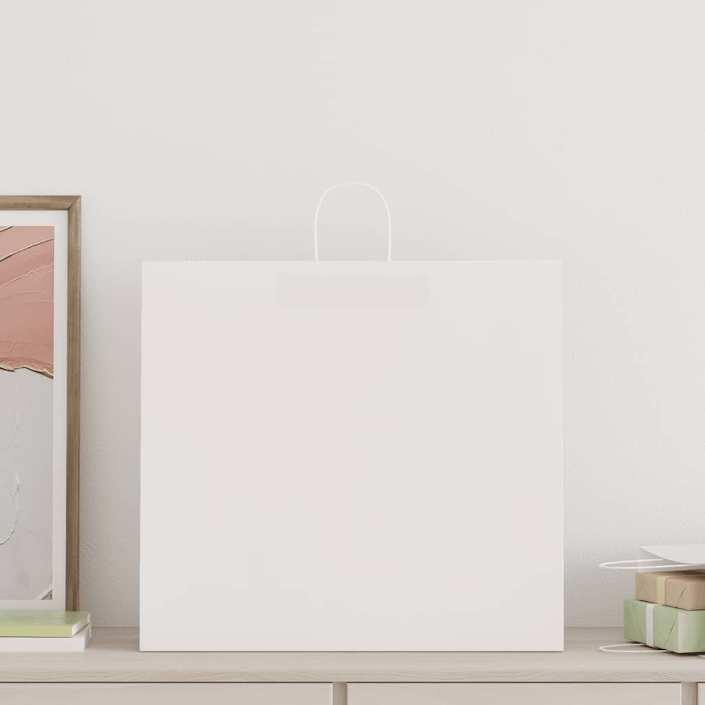 vidaXL Papieren zakken 250 st met hengsels 54x15x49 cm wit afbeelding