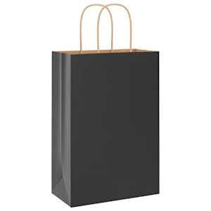 Papírové tašky 50 ks s uchy černé 21x11x31 cm - obrázek 2