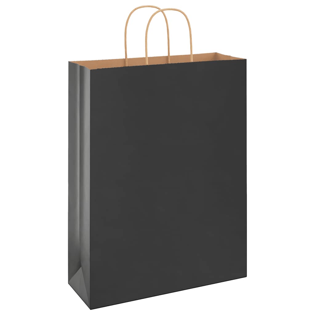 vidaXL Papieren zakken 50 st met hengsels 32x12x42 cm zwart afbeelding