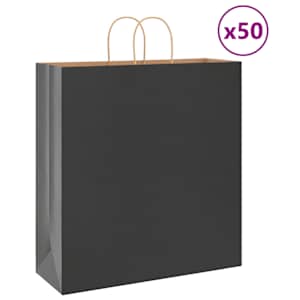 Papírové tašky 50 ks s uchy černé 45x17x48 cm - obrázek 1