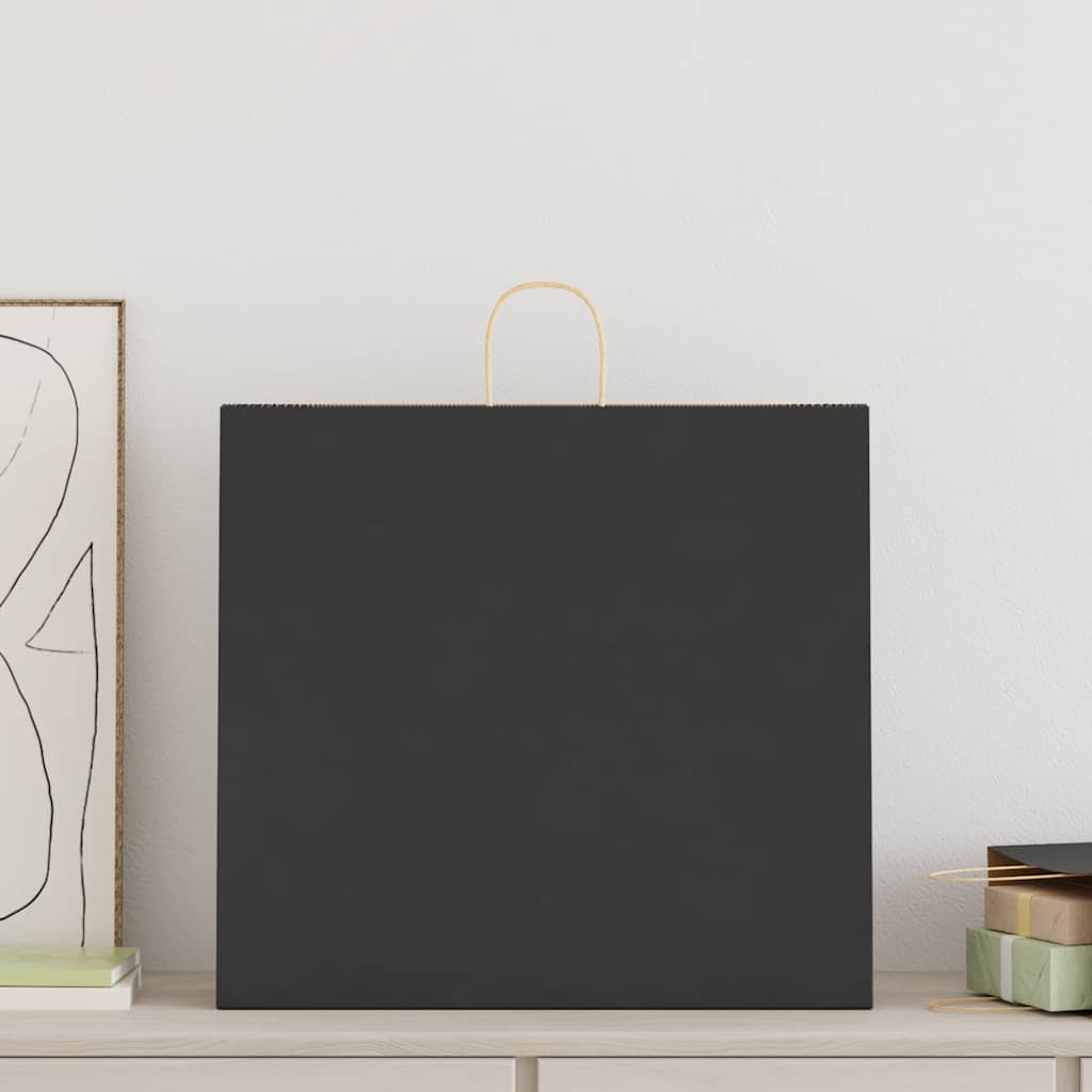 vidaXL Papieren zakken 50 st met hengsels 54x15x49 cm zwart afbeelding