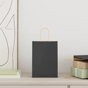 vidaXL Pungi de hârtie 250 buc cu mânere negre 15x8x21 cm