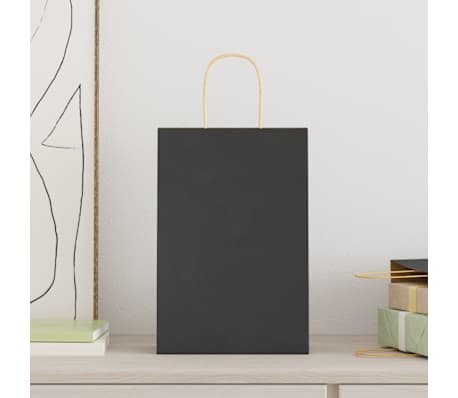 vidaXL Paper Bags 250 pcs with Handles Black 21x11x31 cm
