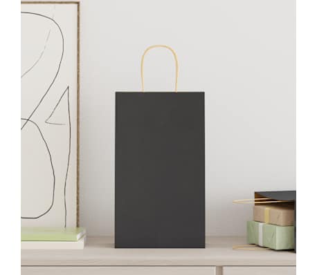 vidaXL Papirnate vrećice 250 kom s ručkama crne 21x11x36 cm