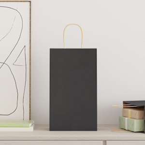 vidaXL Papirnate vrećice 250 kom s ručkama crne 21x11x36 cm