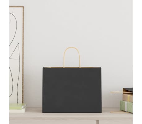 vidaXL Popieriniai mai&scaron;eliai 250vnt. su rankenomis, juodas, 32x17x25cm