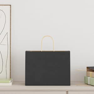 vidaXL Popieriniai mai&scaron;eliai 250vnt. su rankenomis, juodas, 32x17x25cm