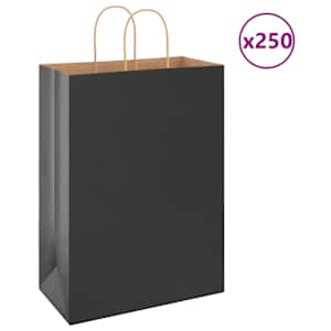 Papírové tašky 250 ks s uchy černé 32x17x44 cm - obrázek 1