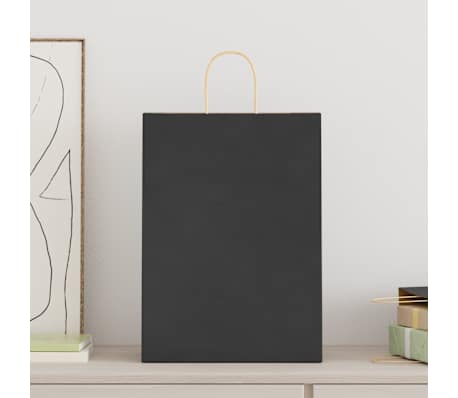 vidaXL Papieren zakken 250 st met hengsels 32x17x44 cm zwart