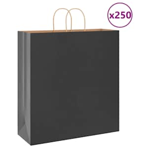 vidaXL paberkotid, 250 tk, k&auml;epidemetega, must, 45x17x48 cm