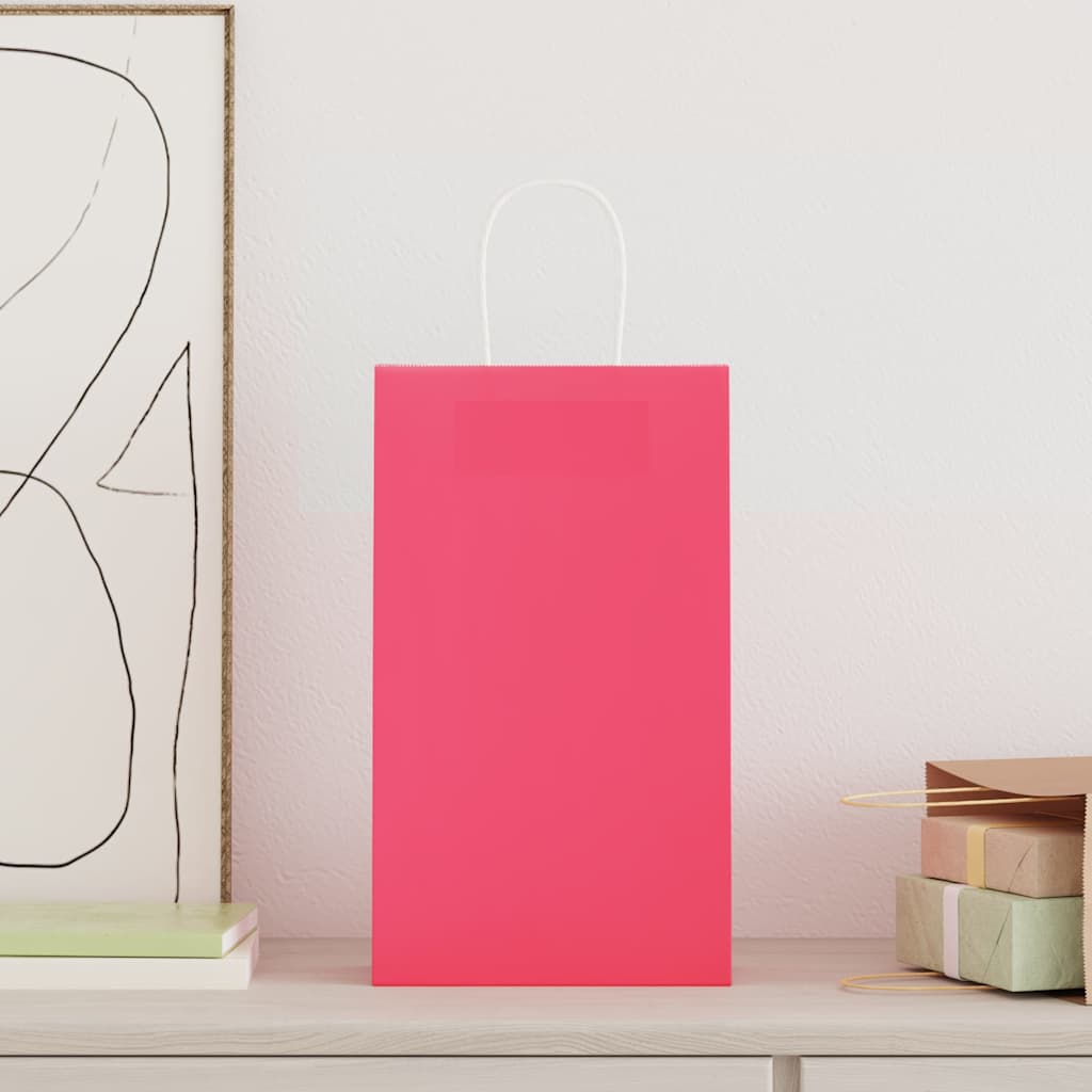 vidaXL Papieren zakken 50 st met hengsels 21x11x36 cm roze afbeelding