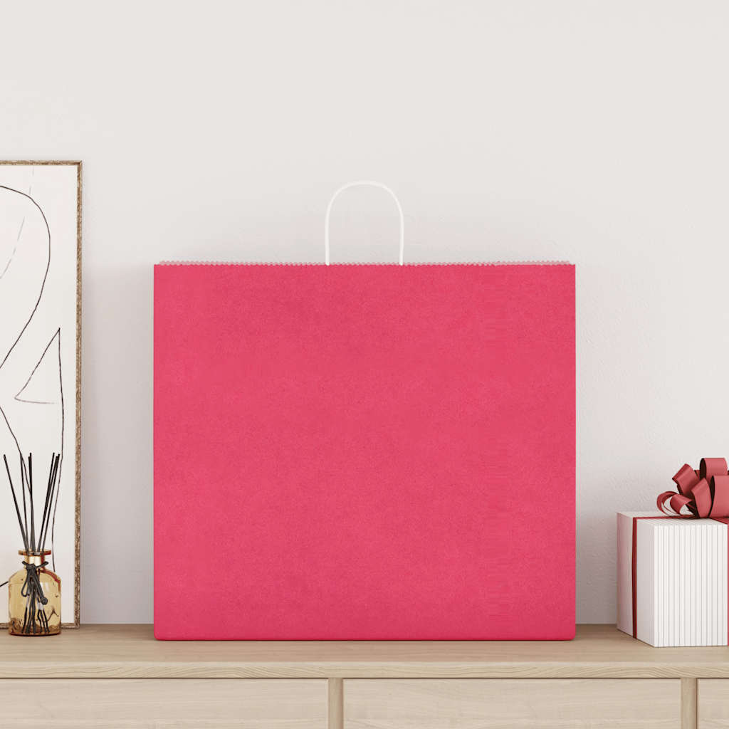 vidaXL Papieren zakken 50 st met hengsels 54x15x49 cm roze afbeelding